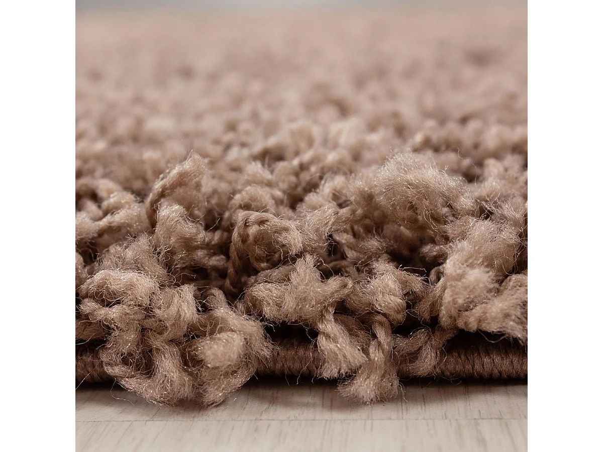 Tapis poils longs shaggy 300x400 rectangle tissé mocca motif uni UNI L