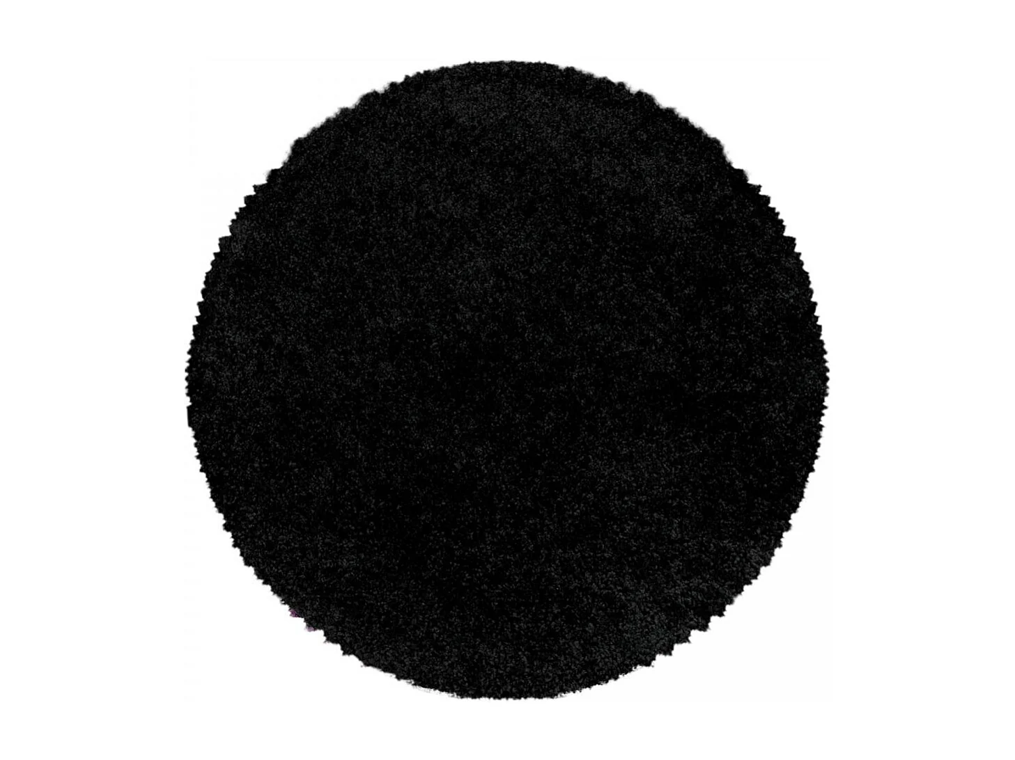 Tappeto Shaggy a pelo lungo Ø200cm tessuto rotondo nero a tinta unita UNI I