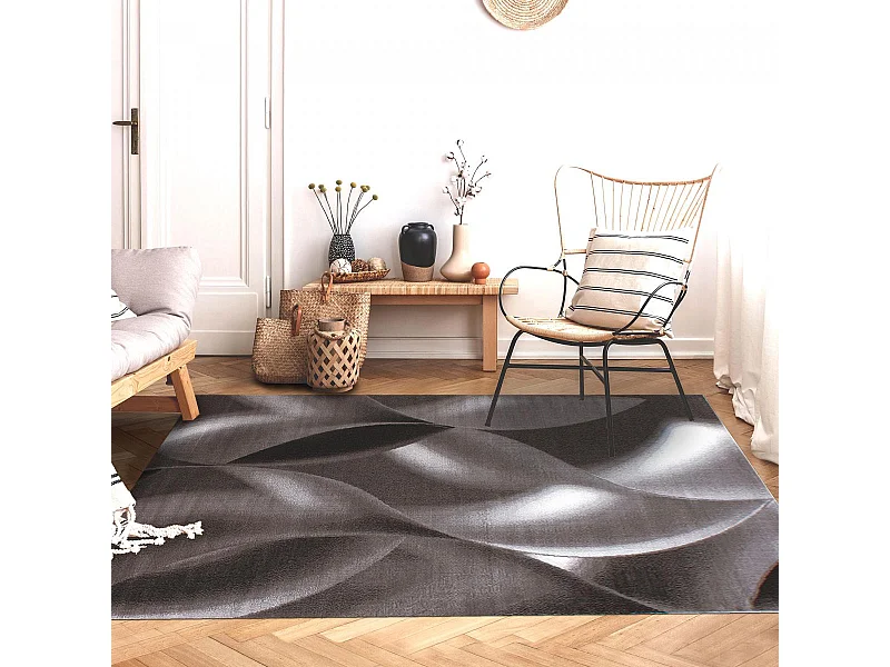 tapis entrée 80x150 tissé marron clair et marron foncé motif géométrique