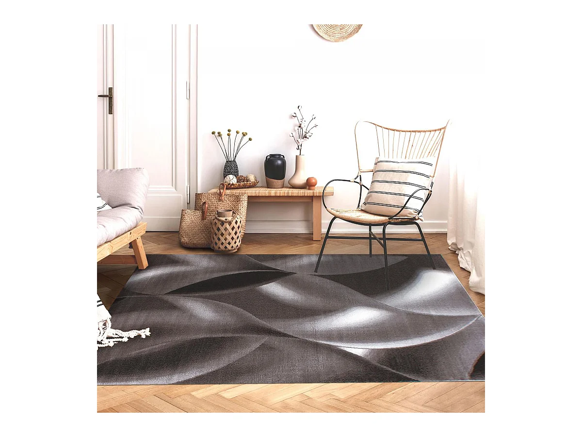 tapis entrée 80x150 tissé marron clair et marron foncé motif géométrique