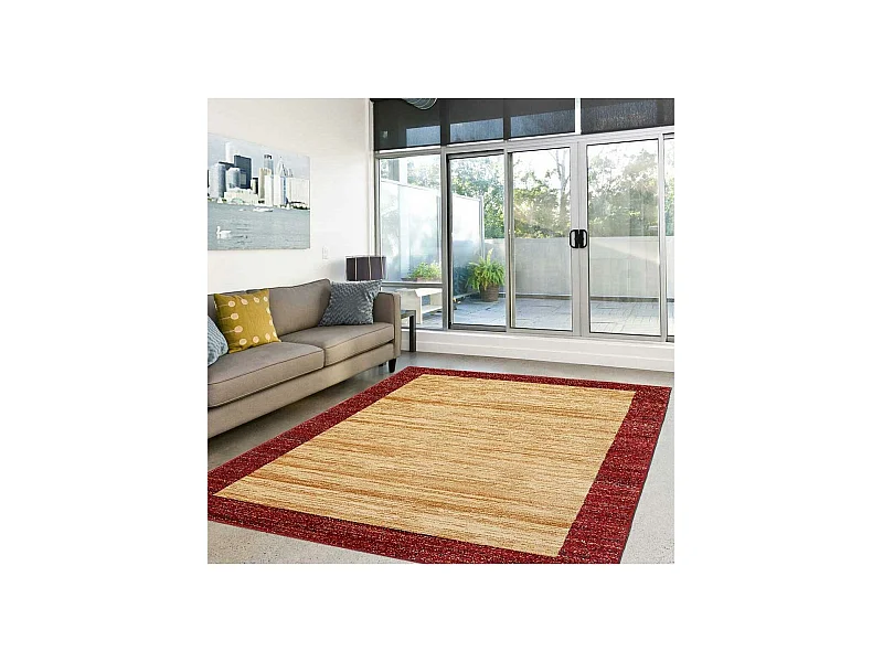 tapis salon 120x180 tissé beige rectangle motif simple CHOBAY 2