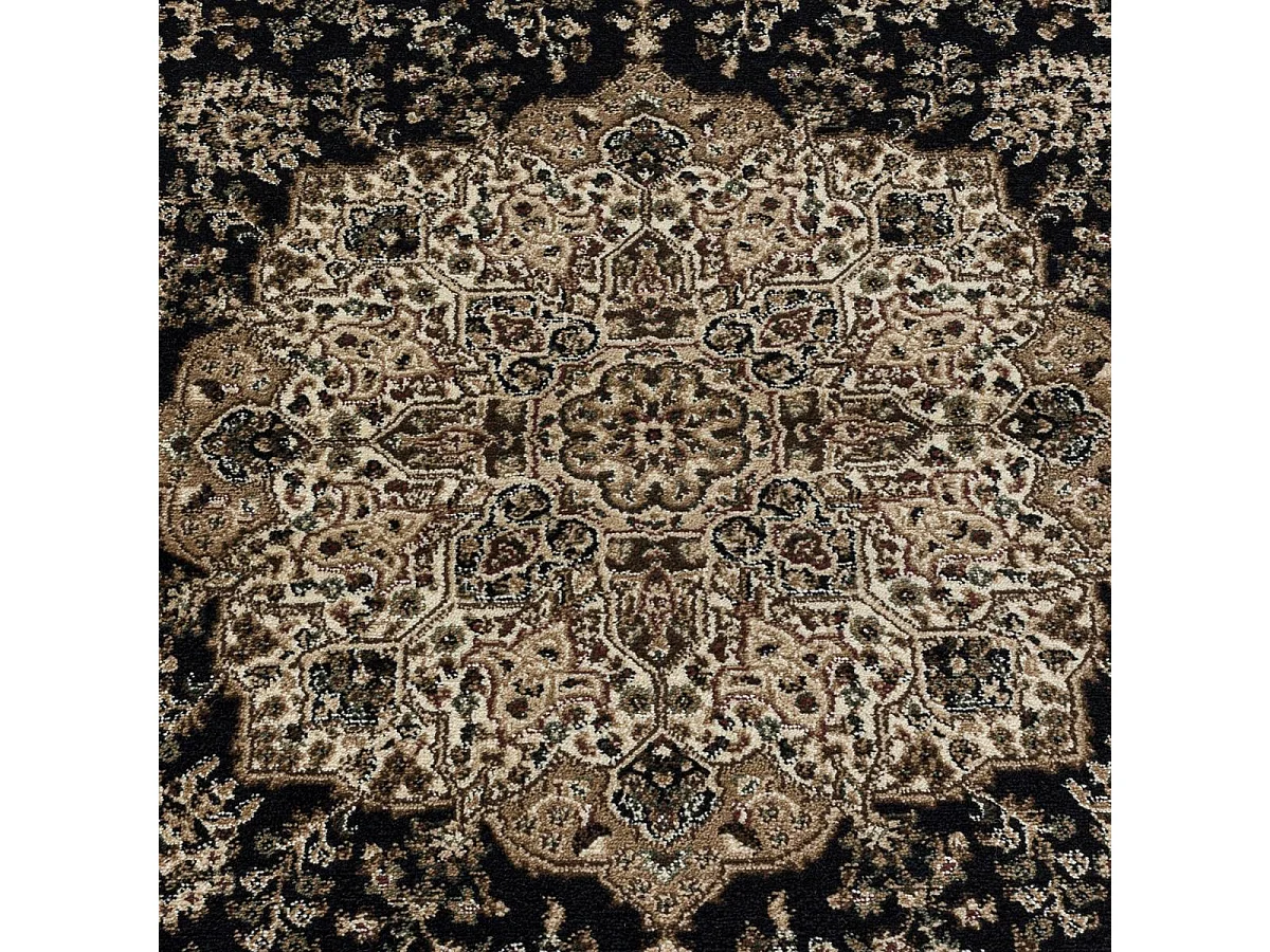 Tapis orient 120x170 rectangle noir et beige tissé motif classique TIBRICAM