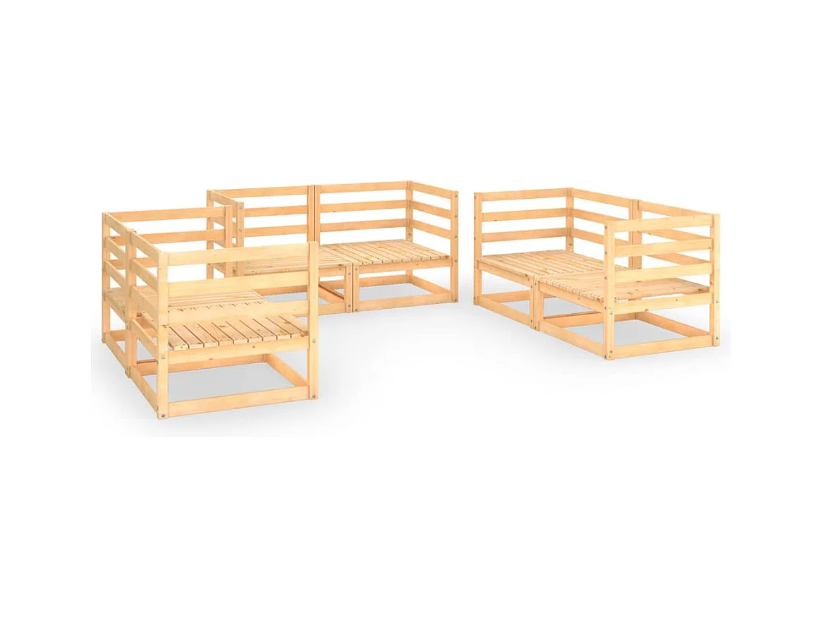 Salon de jardin 6 pcs Bois de pin massif