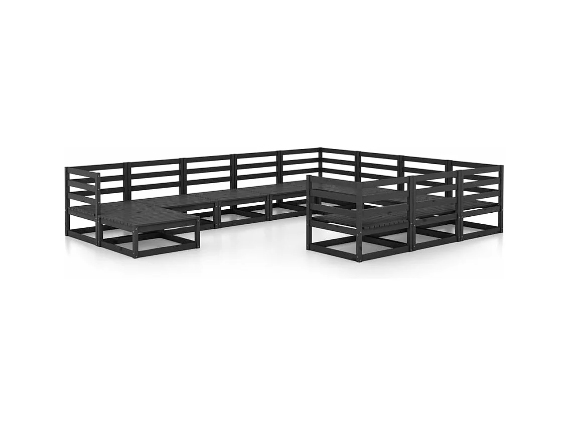 Salon de jardin 11 pcs bois de pin massif