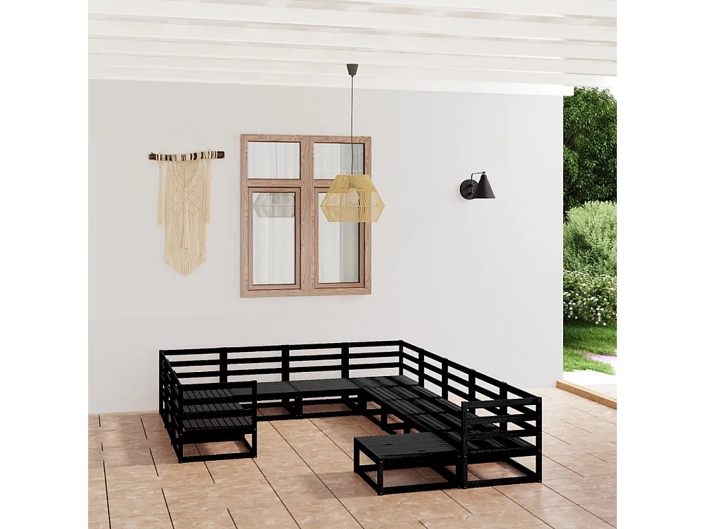 Mobili da giardino 11 pezzi in legno di pino massiccio