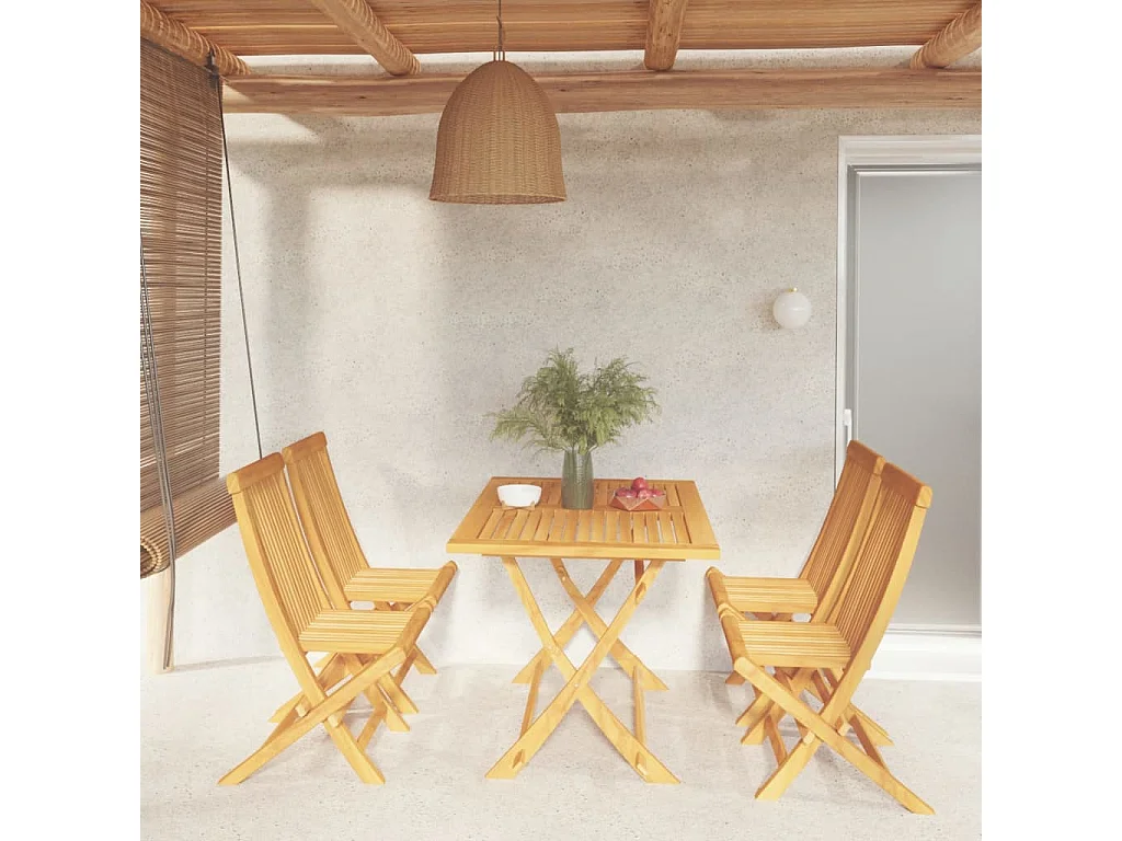 Salon de jardin 5 pcs Bois de teck massif