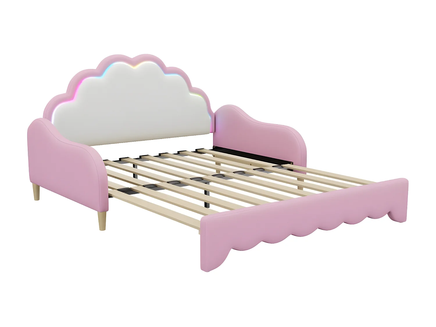 Lit 140 * 200 cm convertible en lit plat, rose