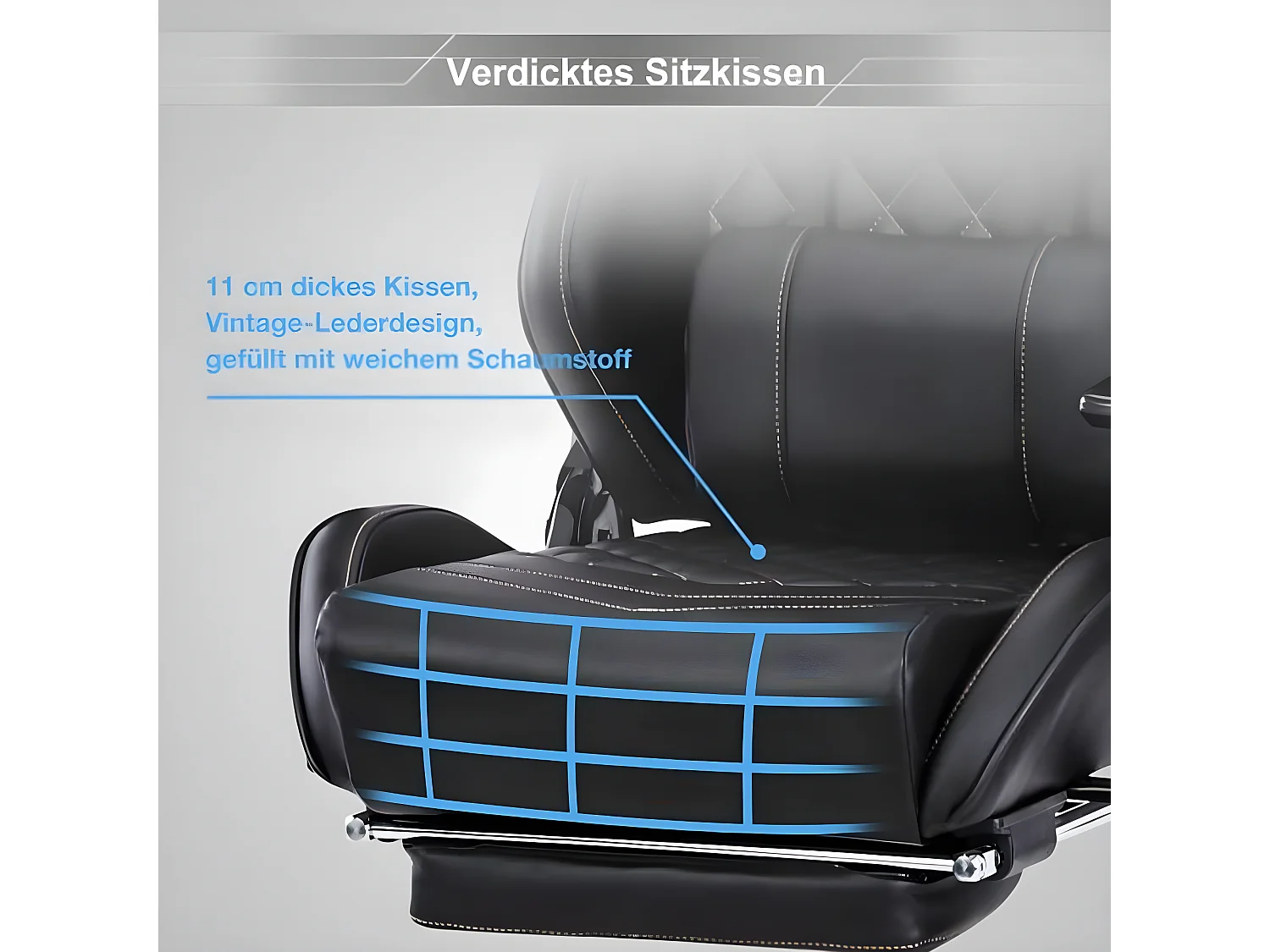 Chaise de jeu avec repose-pieds, gris