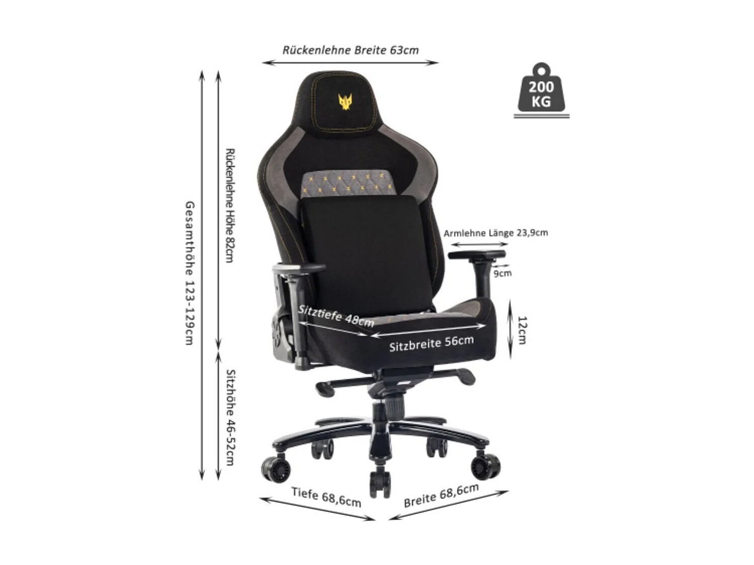 Cadeira de jogos resistente 200 kg - Cadeira de escritório ajustável