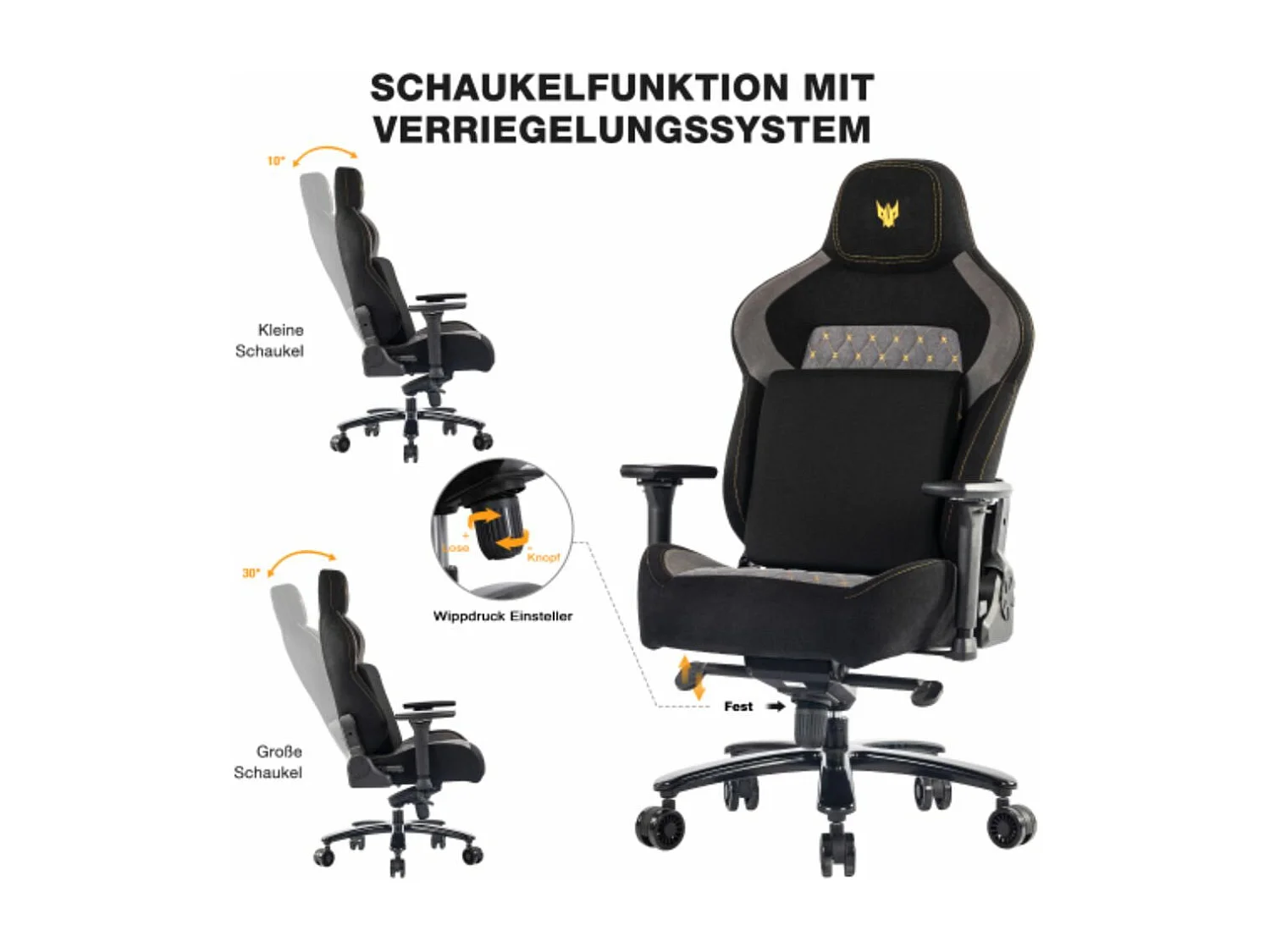 Cadeira de jogos resistente 200 kg - Cadeira de escritório ajustável