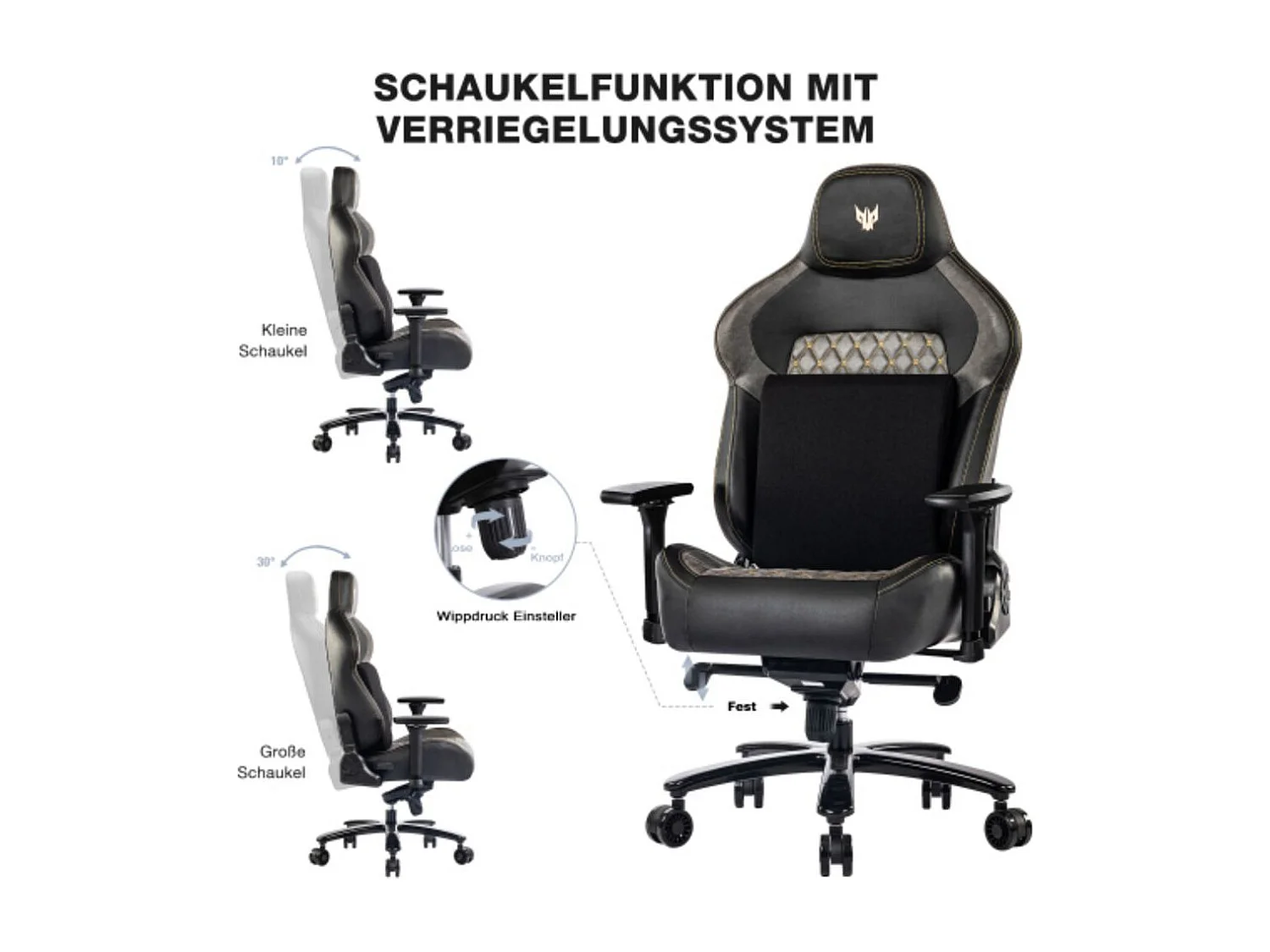 Chaise de jeu 200KG de durabilité, chaise de bureau réglable 200KG