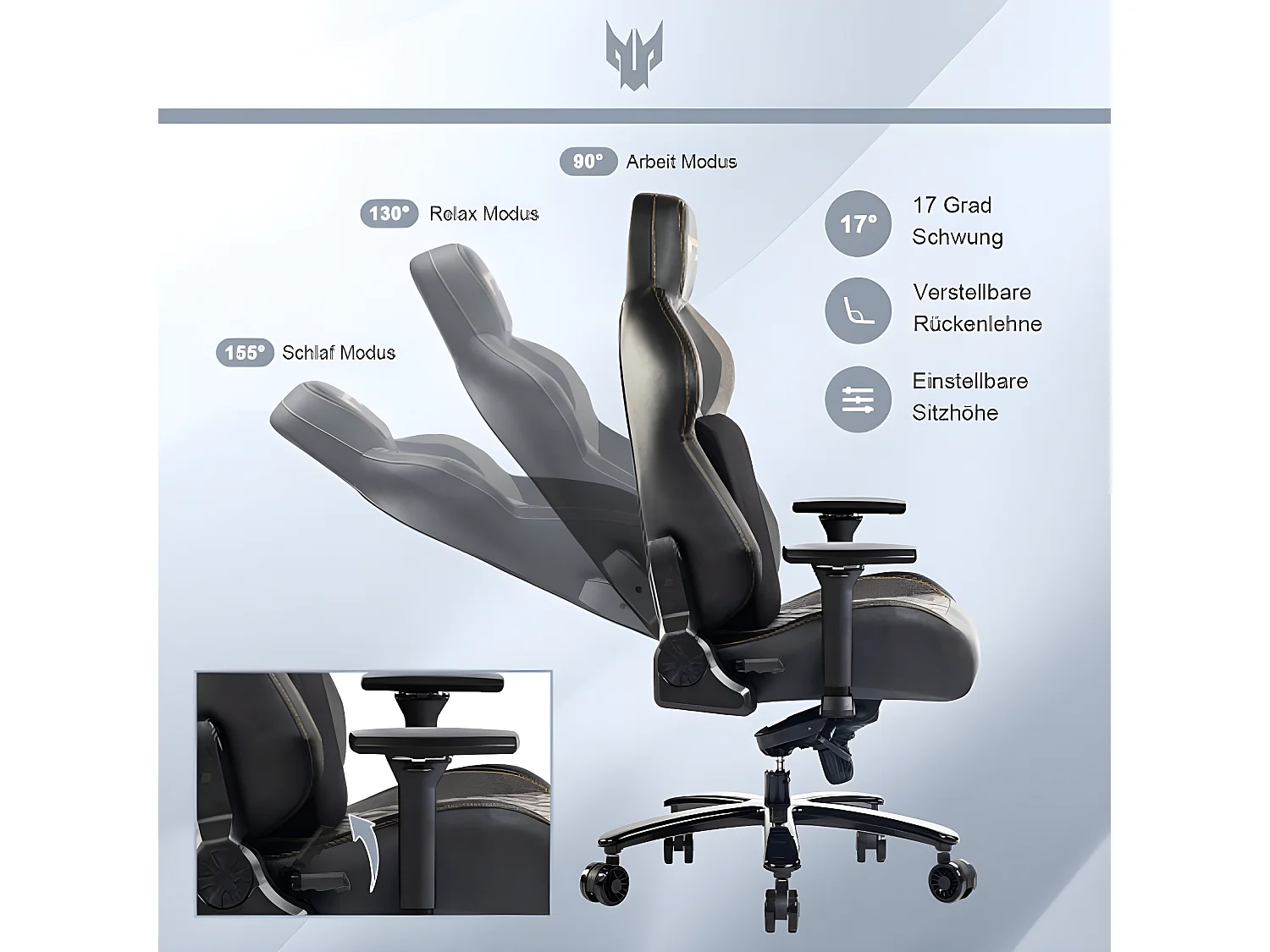 Chaise de jeu 200KG de durabilité, chaise de bureau réglable 200KG