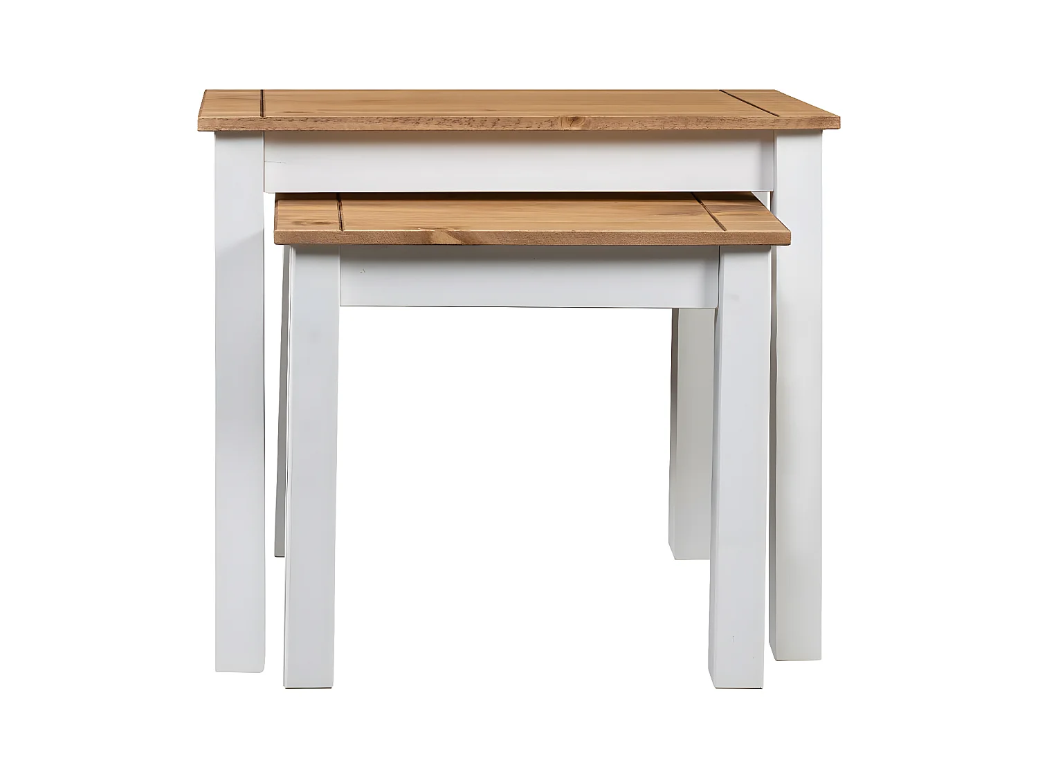 Tables gigognes 2pcs Blanc Bois pin massif Assortiment Panama
