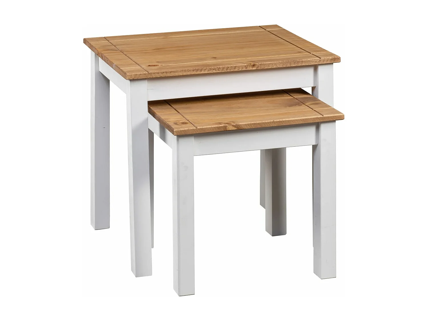 Tables gigognes 2pcs Blanc Bois pin massif Assortiment Panama