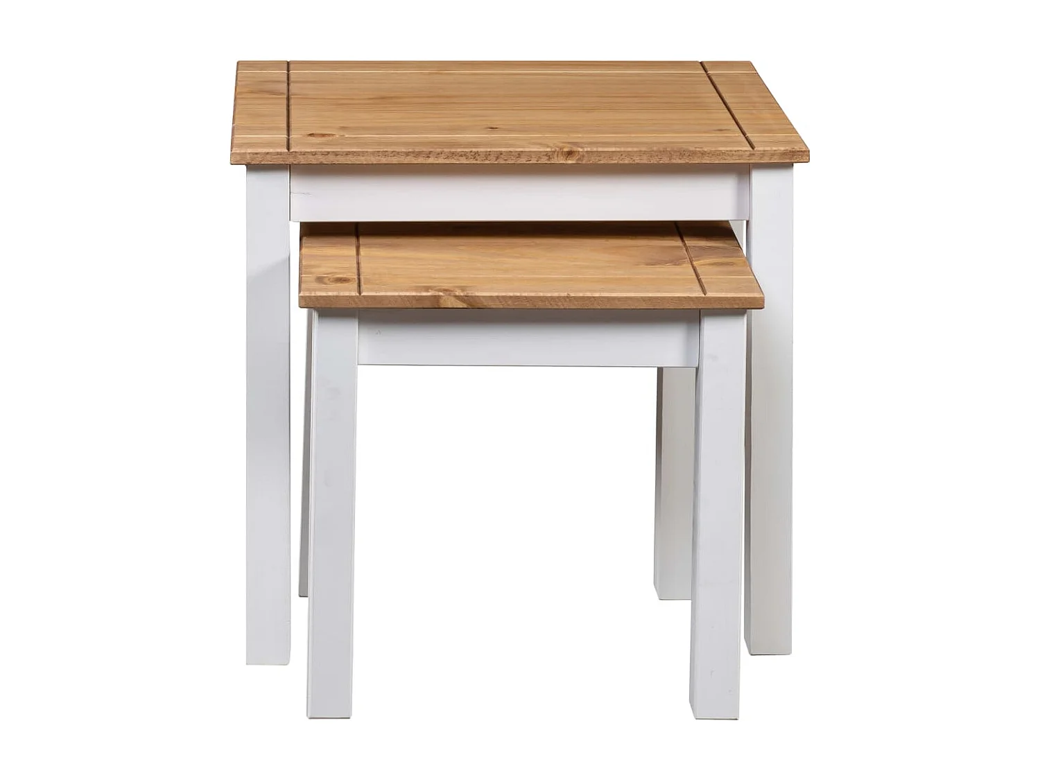 Tables gigognes 2pcs Blanc Bois pin massif Assortiment Panama