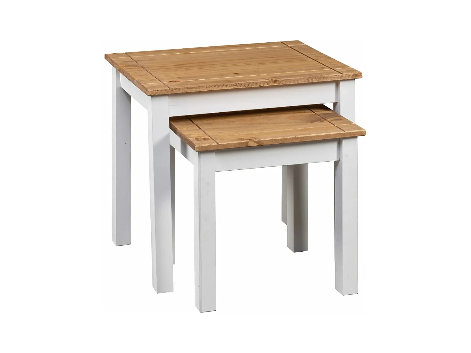 Tables gigognes 2pcs Blanc Bois pin massif Assortiment Panama