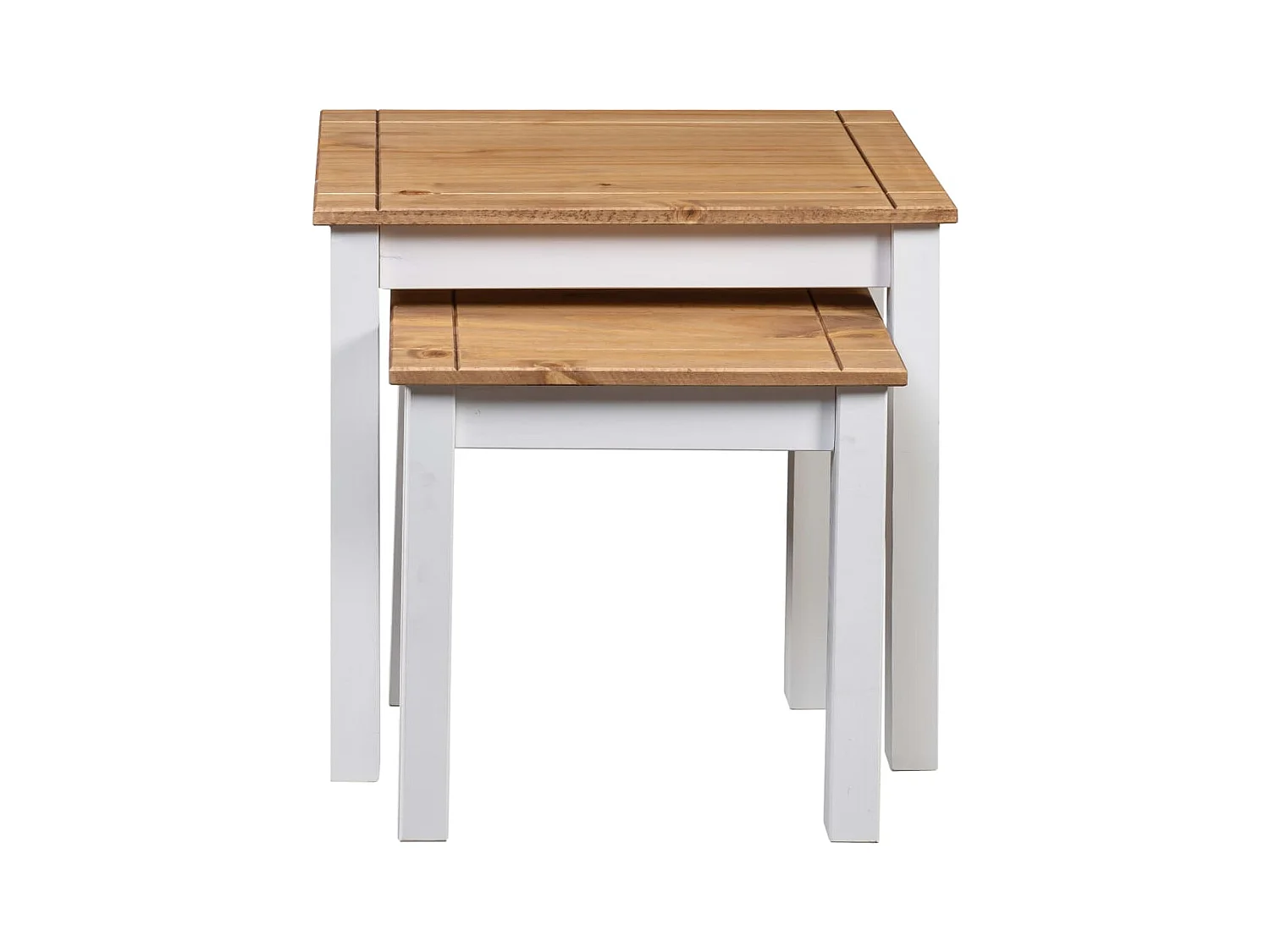 Tables gigognes 2pcs Blanc Bois pin massif Assortiment Panama