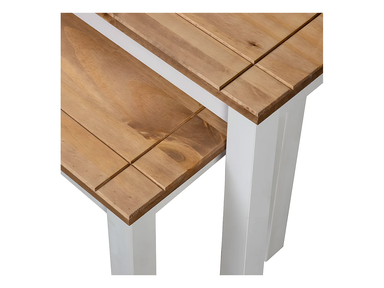 Tables gigognes 2pcs Blanc Bois pin massif Assortiment Panama