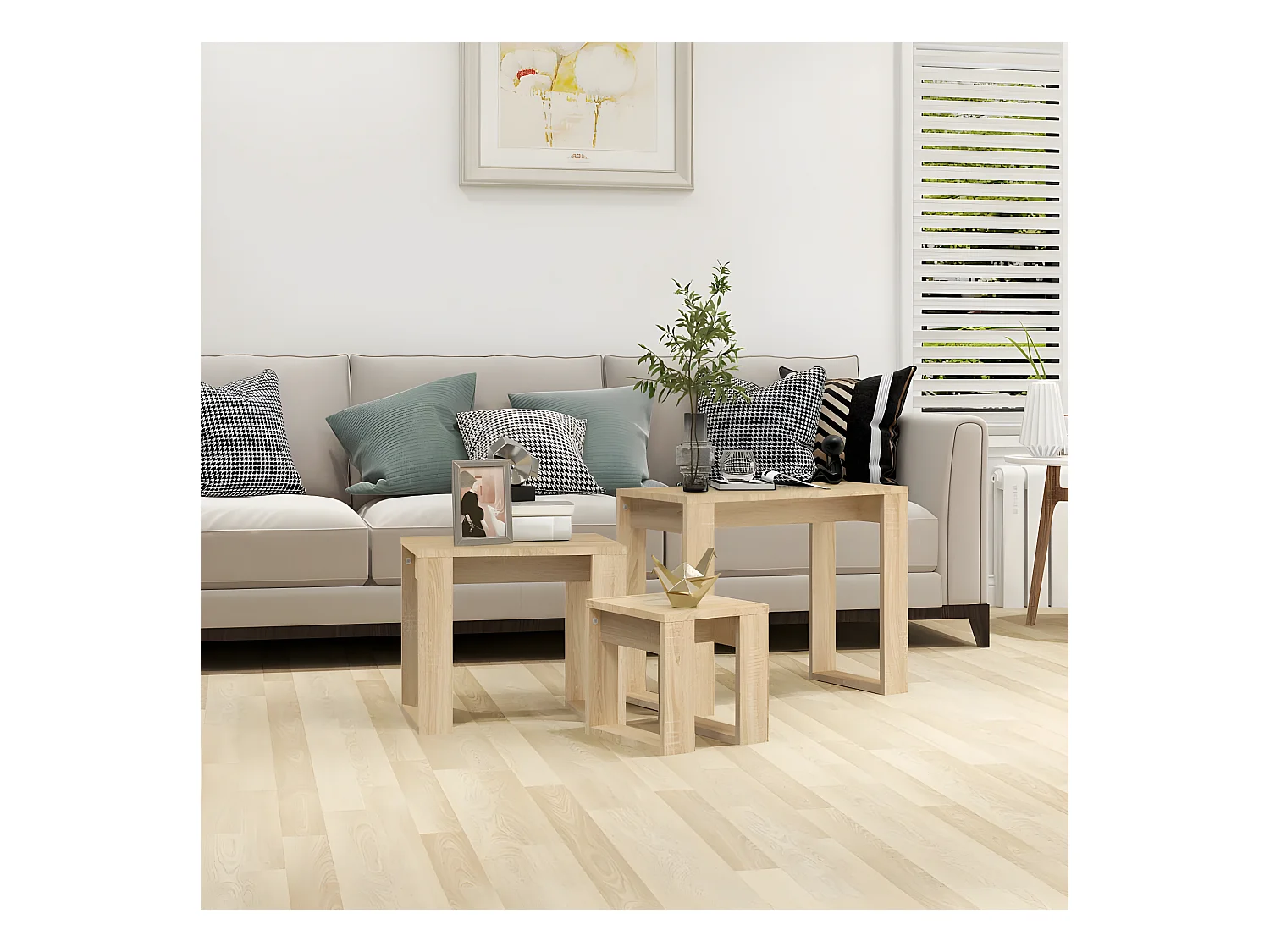 Tables gigognes 3 pcs Chêne sonoma Bois d'ingénierie