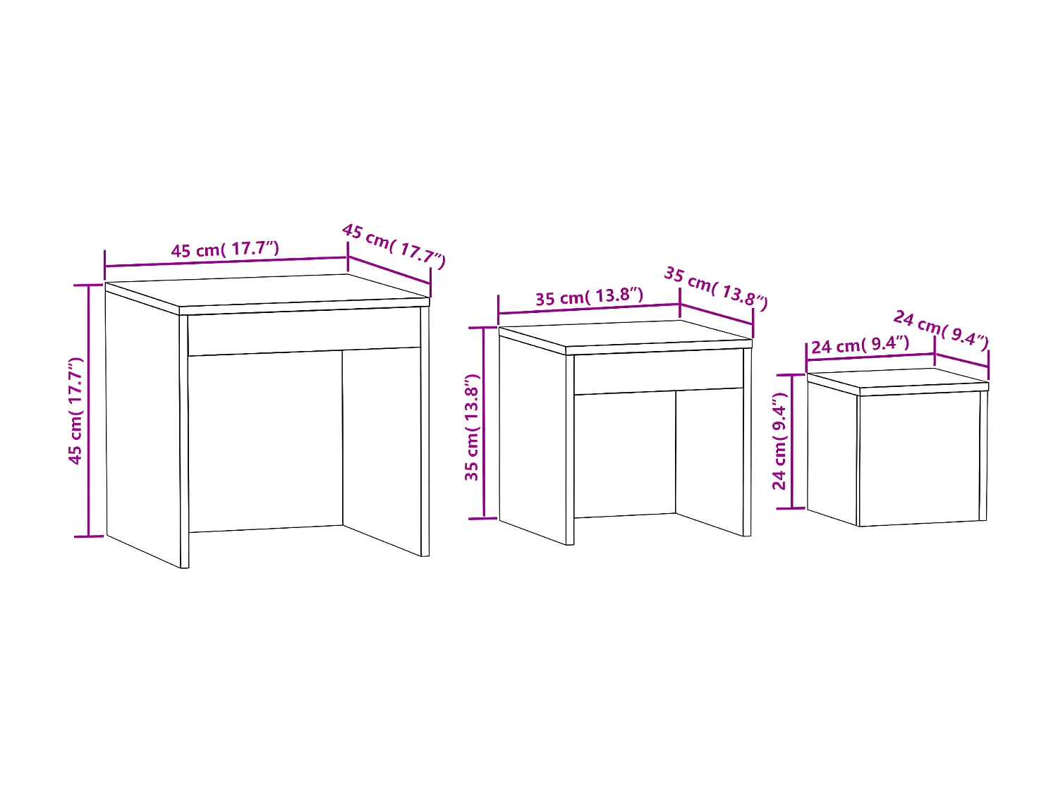 Bijzettafels 3 stuks Bruin eiken Samengesteld hout