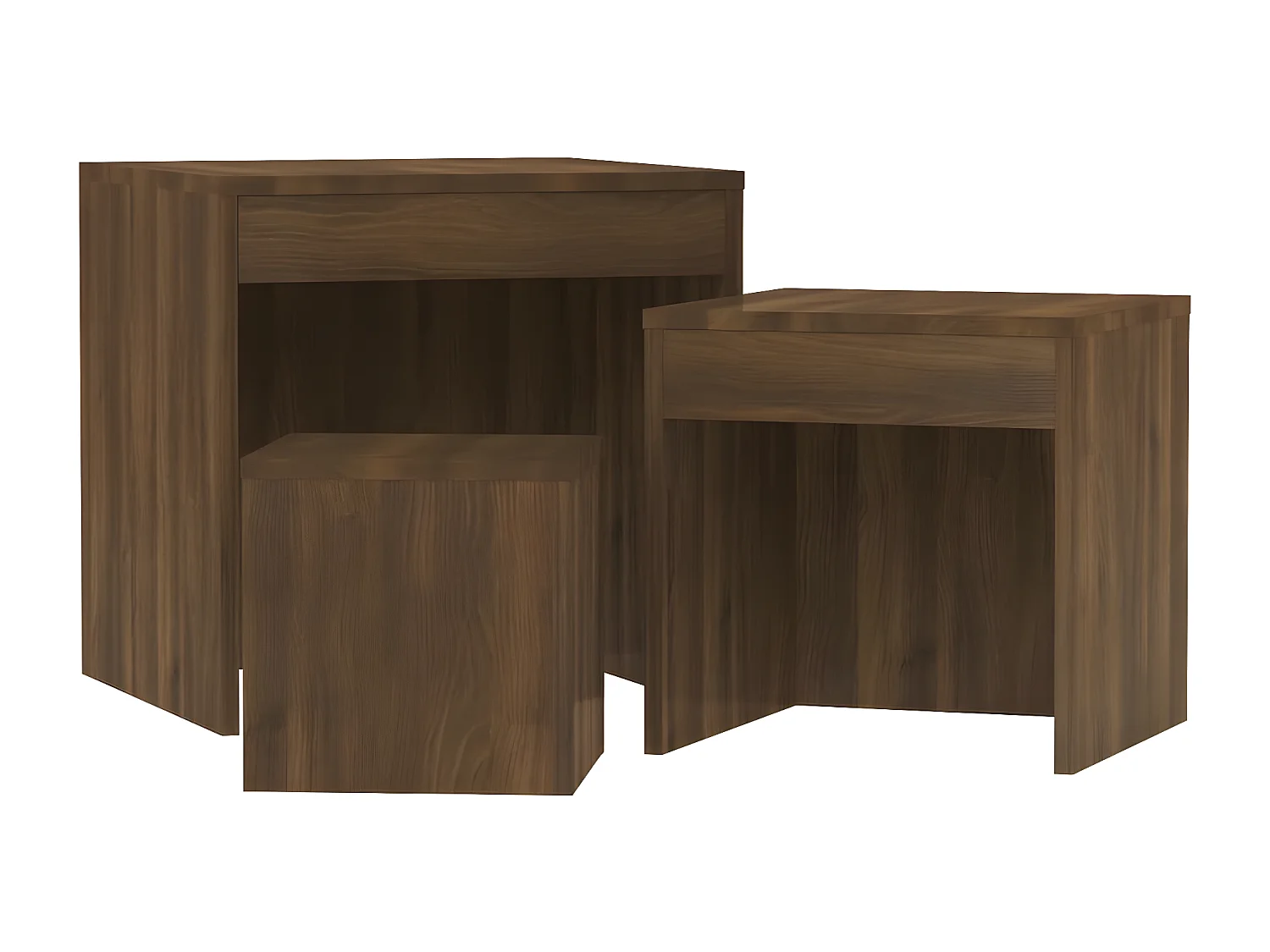 Tables gigognes 3 pcs Chêne marron Bois d'ingénierie