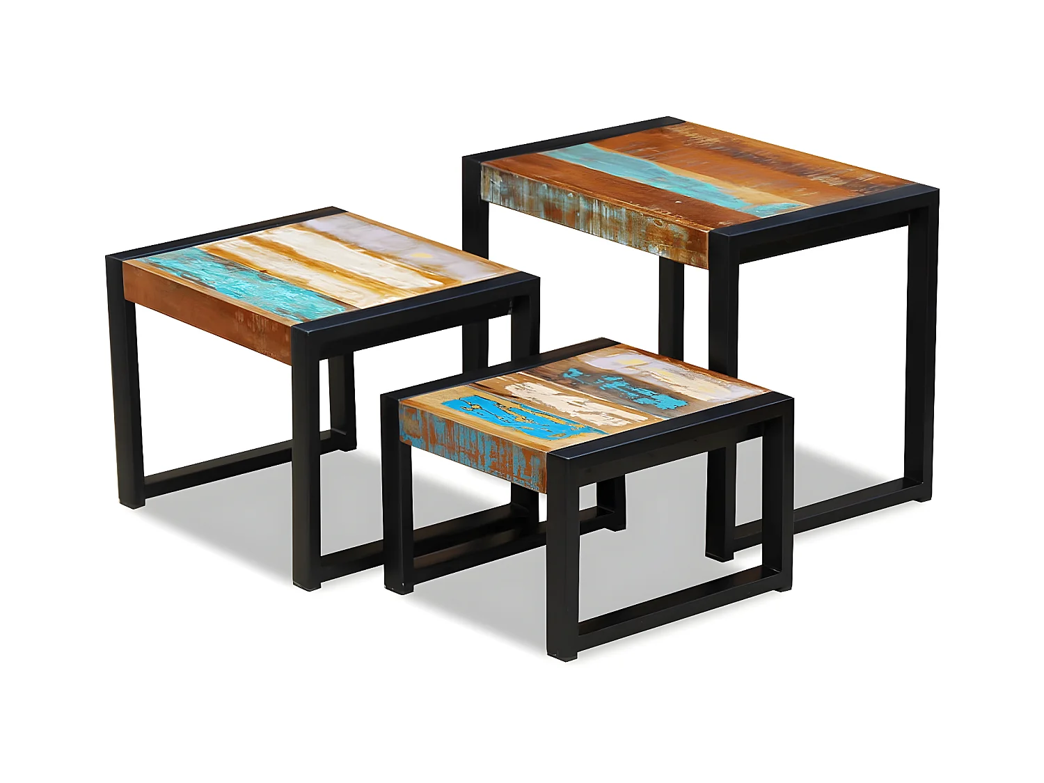 Satztische 3 Stk. Massives Altholz