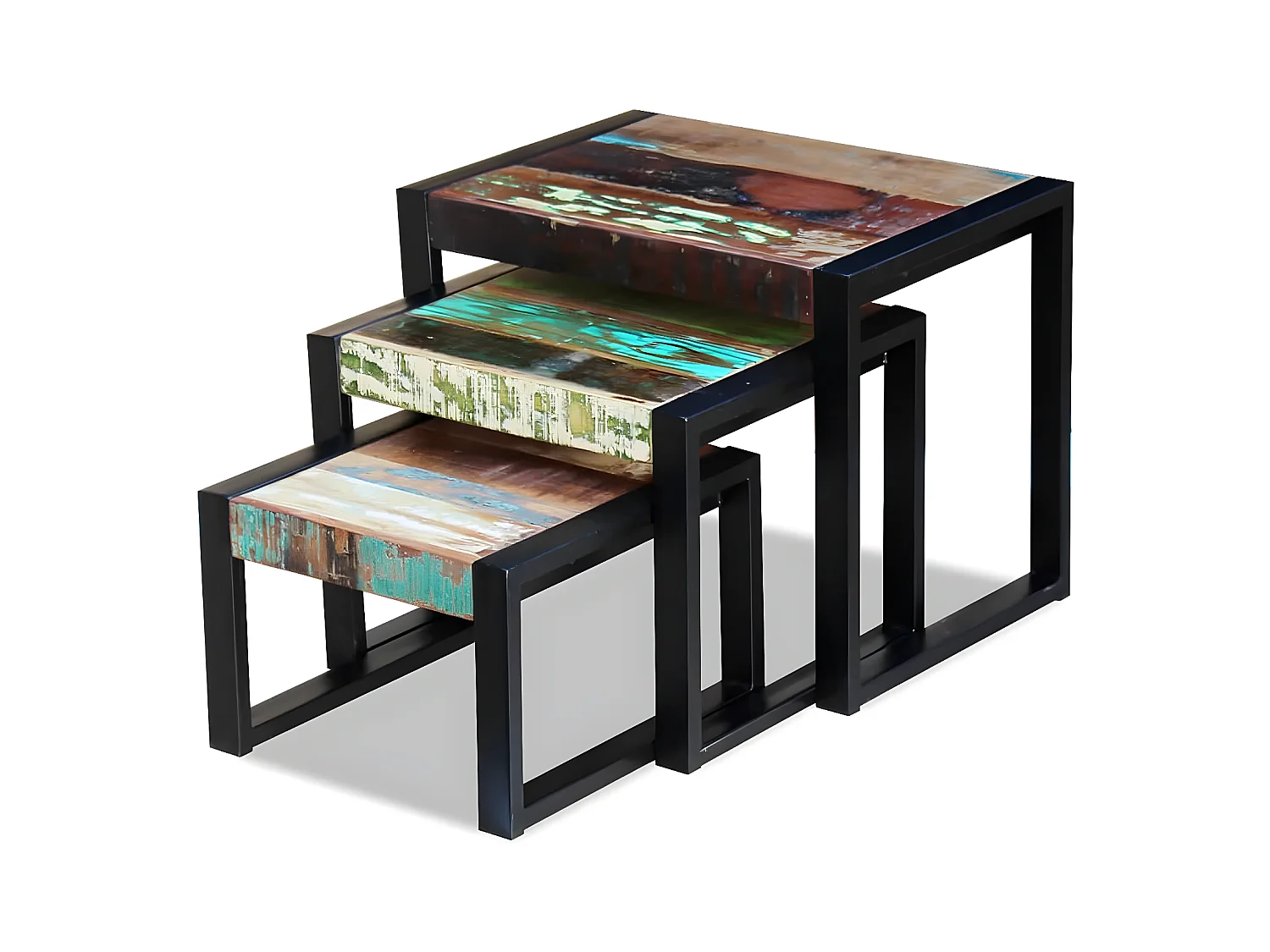 Satztische 3 Stk. Massives Altholz