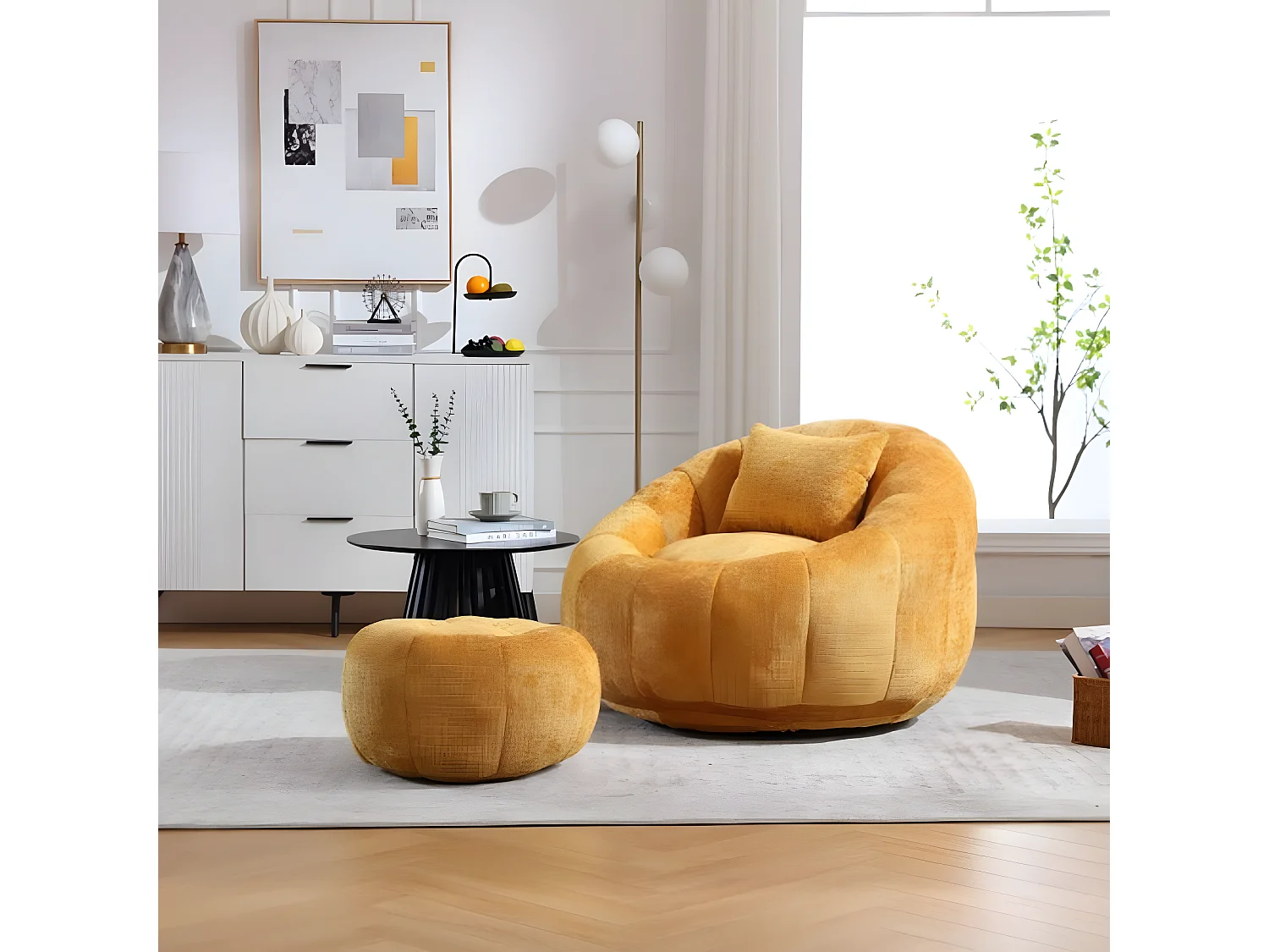 Fauteuil pivotant rond confortable, rotation à 360 degrés, canapé super doux