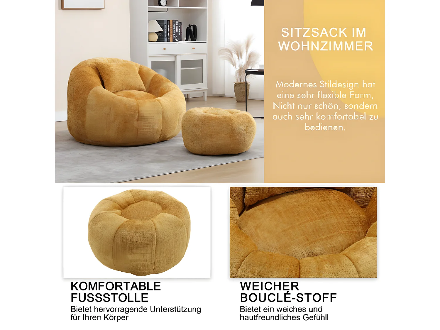 Fauteuil pivotant rond confortable, rotation à 360 degrés, canapé super doux