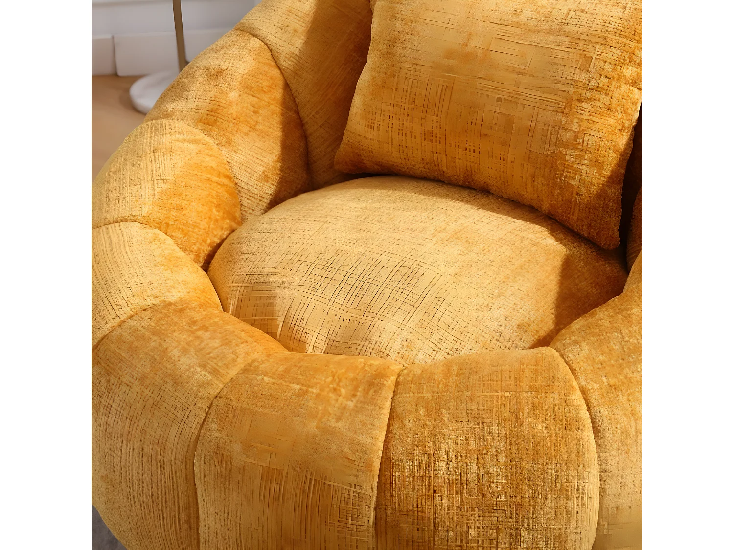 Fauteuil pivotant rond confortable, rotation à 360 degrés, canapé super doux