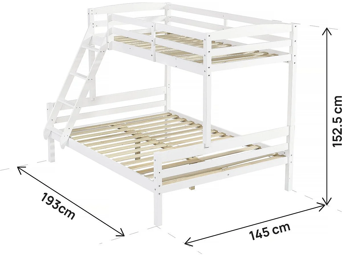 Lit Superposé en bois enfant  "Léa" - Blanc
