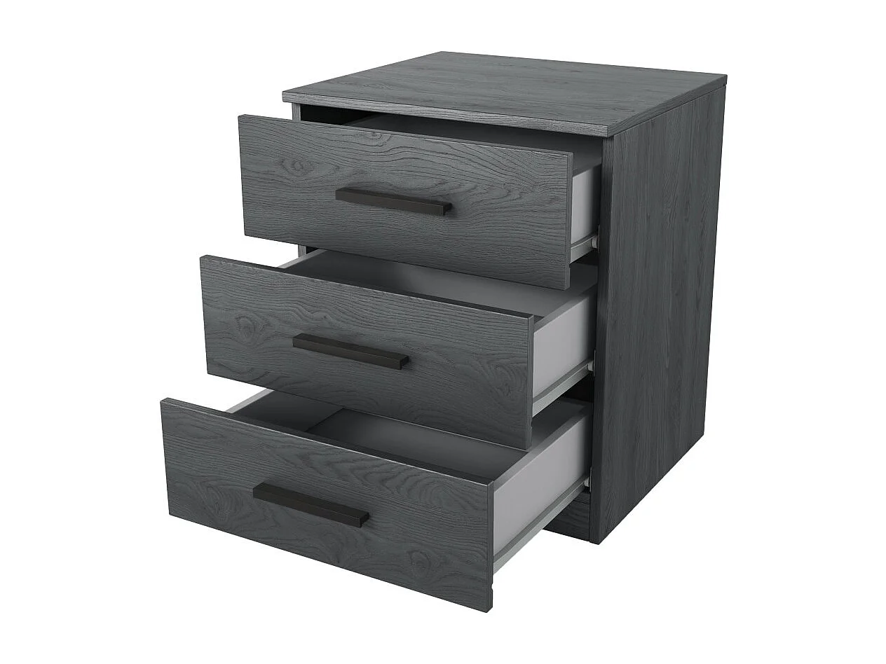 Slaapkamer FLOYD: Kledingkast 200cm, Bed 160x200, dressoir, nachtkastjes. Kleur grijs met houteffect.