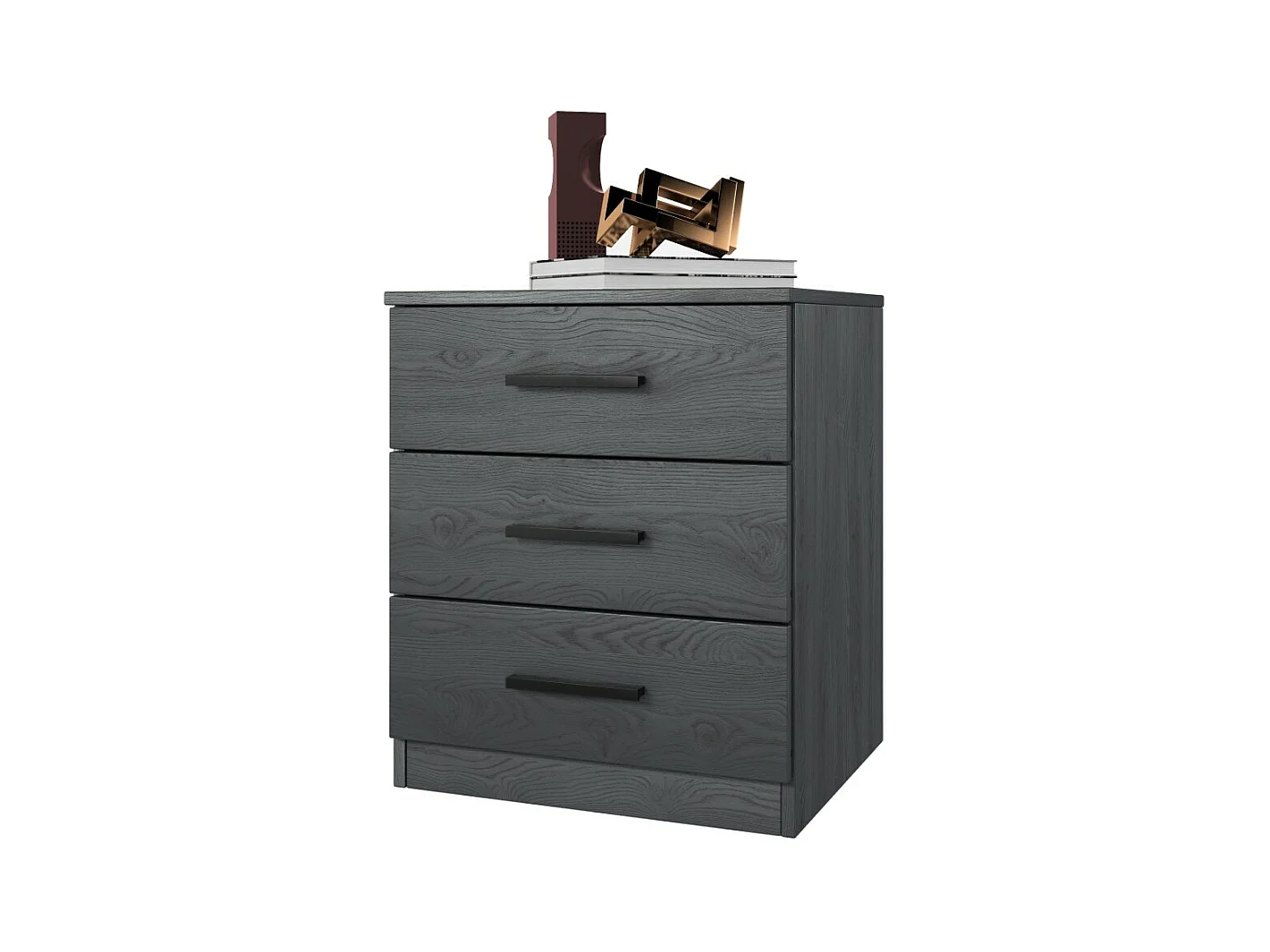 Schlafzimmer FLOYD: Kleiderschrank 220cm, Bett 160x200, Kommode, Nachttische. Farbe Grau in Holzoptik.