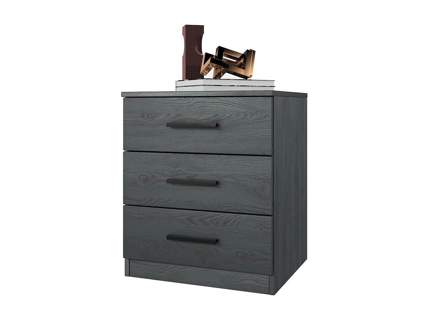 Slaapkamer FLOYD: Kast 200cm, Bed 180x200, dressoir, nachtkastjes. Kleur grijs met houteffect.