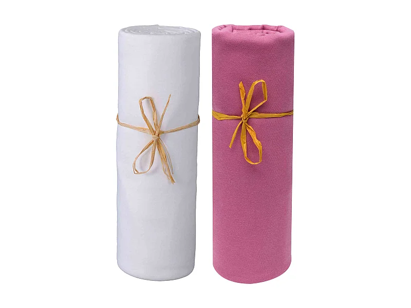 Lot de 2 draps housses bébé jersey bio blanc et lie de vin 60x120
