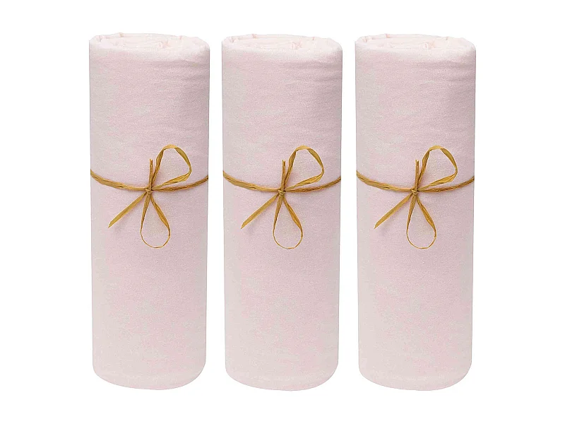 Lot de 3 draps housses bébé jersey bio rose poudré 70x140