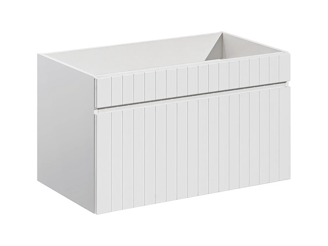 Mueble suspendido de baño rayado blanco - 80 cm - SATARA