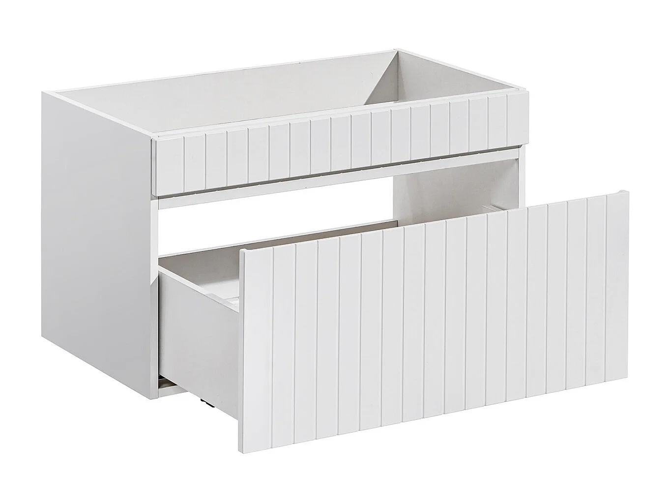 Waschbeckenunterschrank hängend - Streifen-Optik - Weiß - 80 cm - SATARA