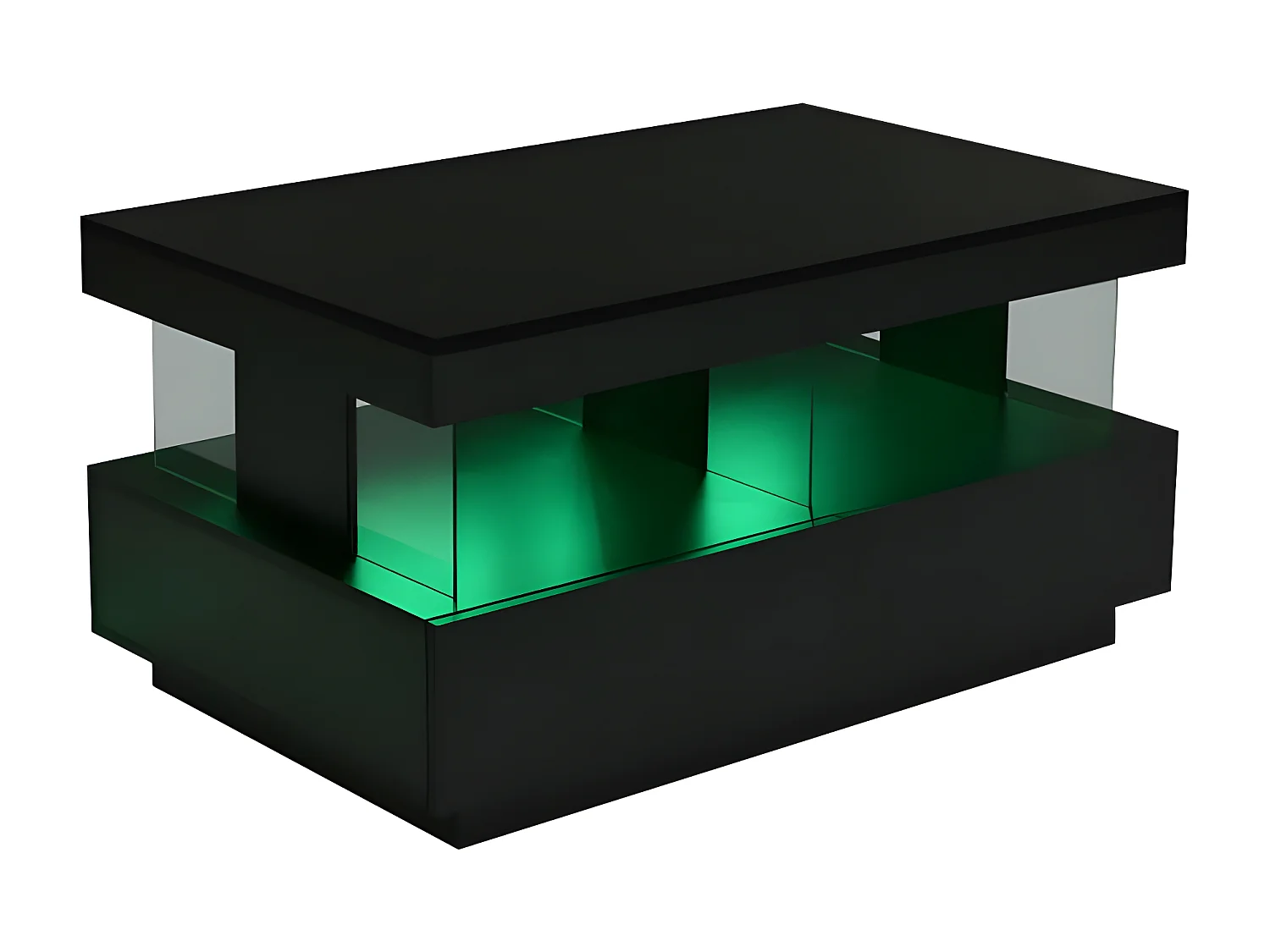 Tavolino moderno in legno con cassetti e illuminazione a LED