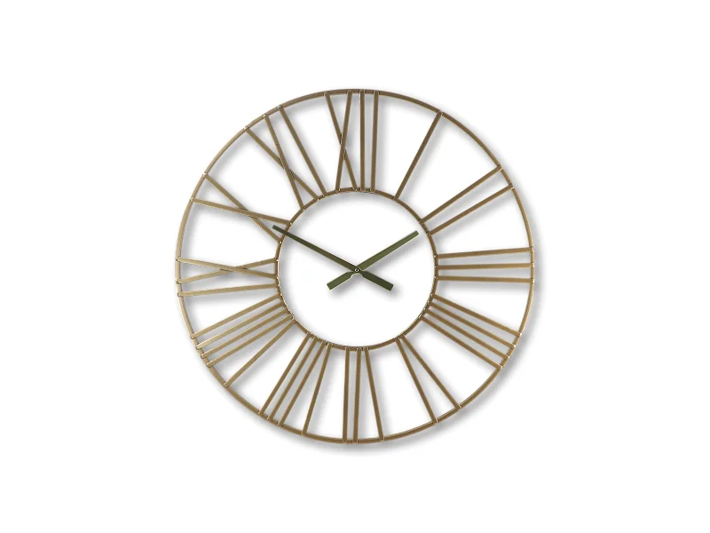 Roman - Horloge murale - fer - coloris doré - 80 x 5 x 80 cm