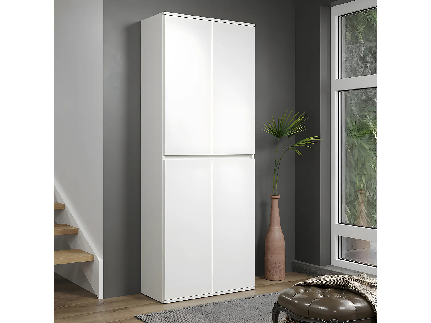Armoire - Mélaminé - Blanc - 74 - 191 - 34 cm