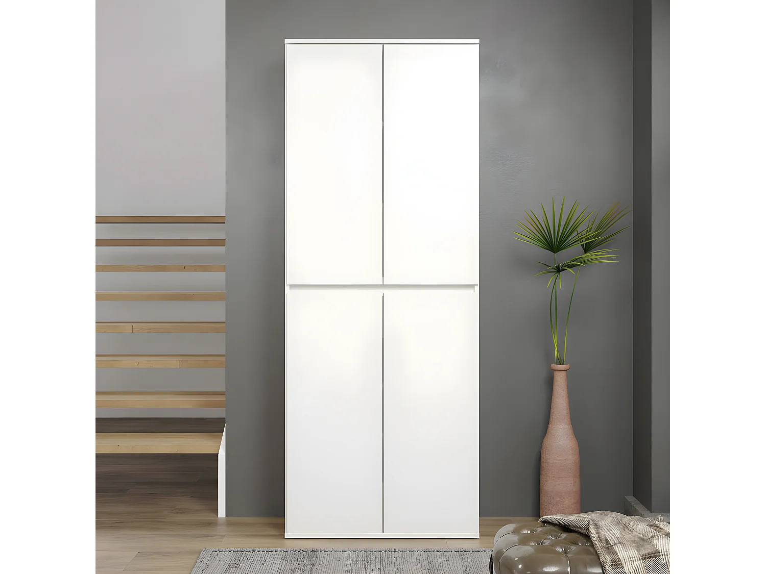 Armoire - Mélaminé - Blanc - 74 - 191 - 34 cm