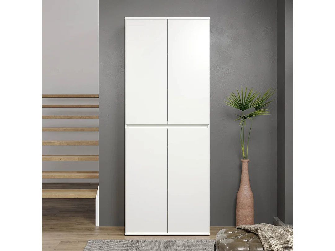 Nevada armoire de rangement 4 portes, blanc.