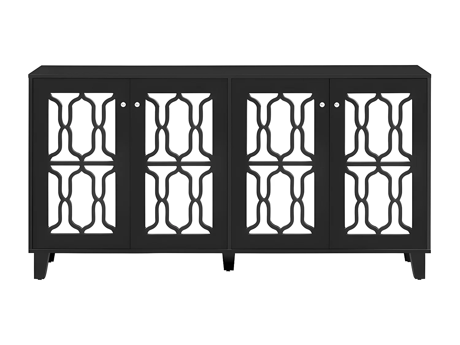 Anrichte élégante avec et poignées en cristal, (160 x 40 x 84 cm) noir