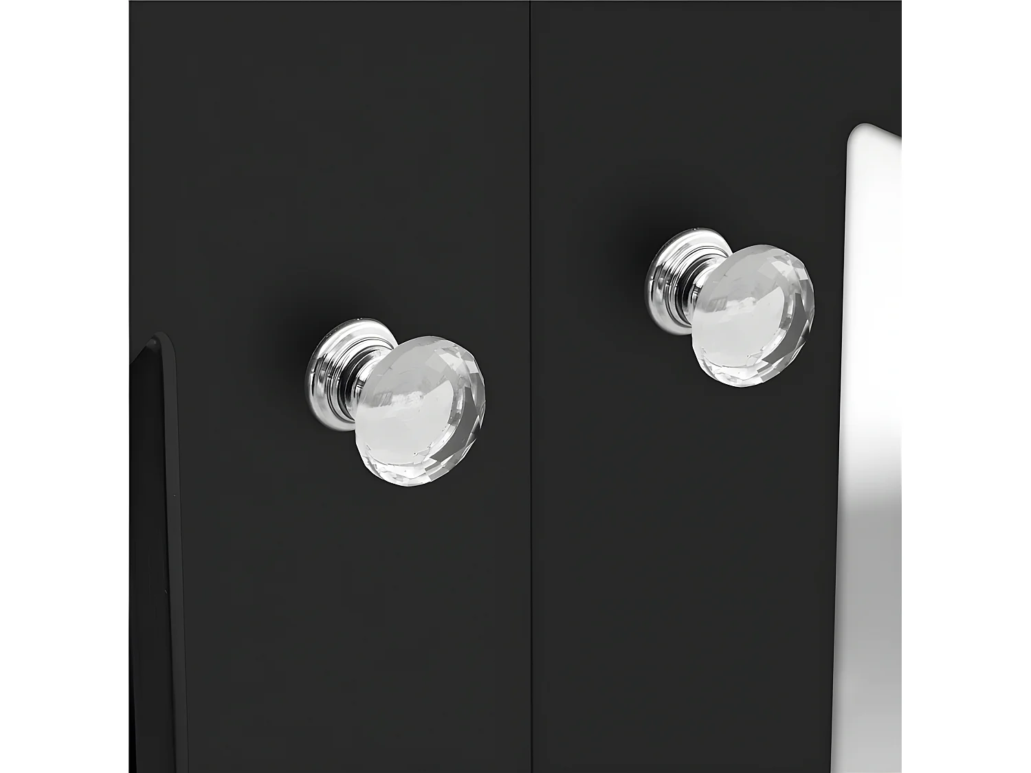 Anrichte élégante avec et poignées en cristal, (160 x 40 x 84 cm) noir