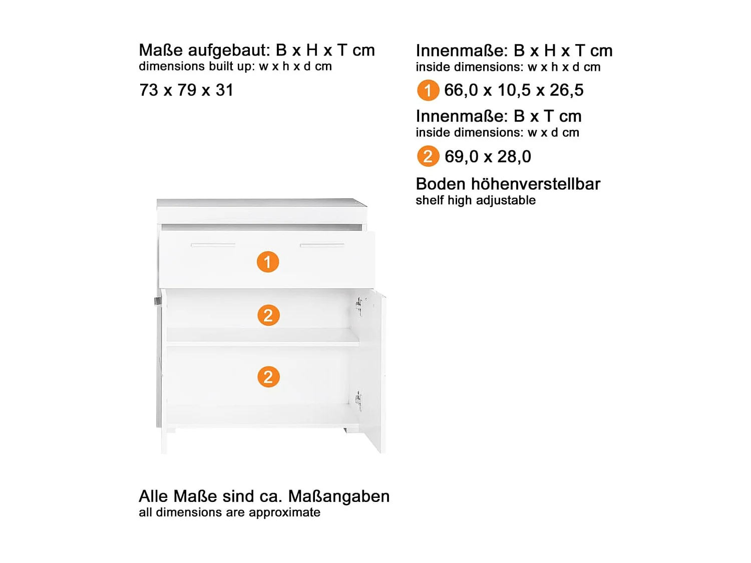 Armoire de sol de salle de bain Amanda Blanc