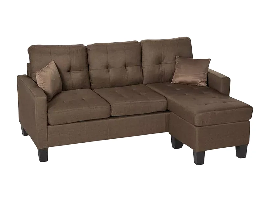 Modernes 3-Sitzer Ecksofa Pouf 2 Kissen Wohnzimmer Remissus - Braun