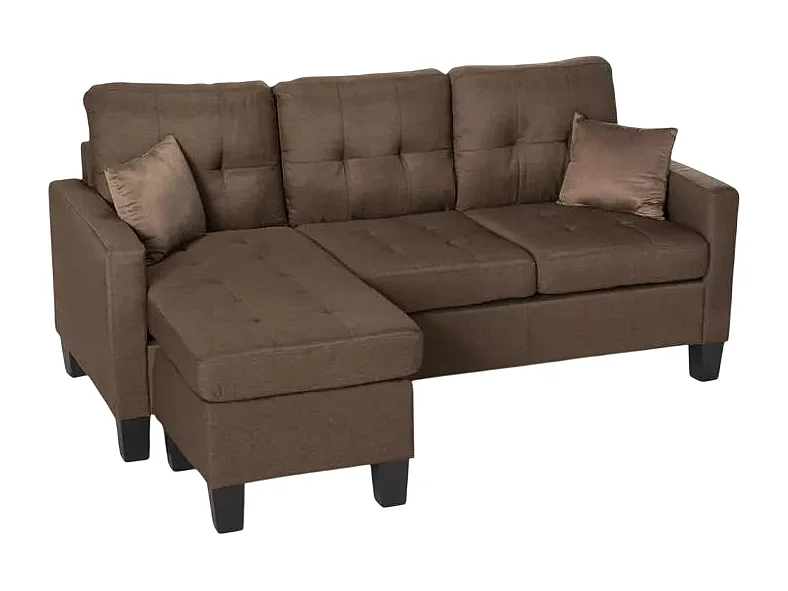 Modernes 3-Sitzer Ecksofa Pouf 2 Kissen Wohnzimmer Remissus - Braun