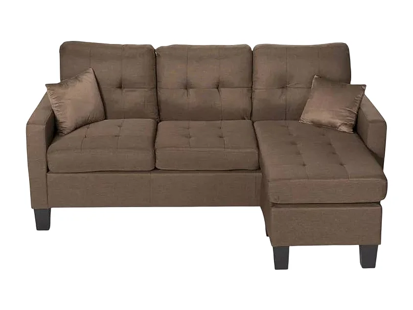 Modernes 3-Sitzer Ecksofa Pouf 2 Kissen Wohnzimmer Remissus - Braun