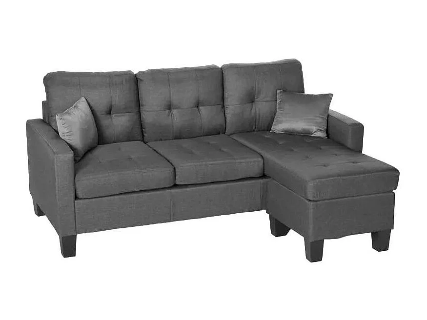 Modernes 3-Sitzer Ecksofa Pouf 2 Kissen Wohnzimmer Remissus - Grau